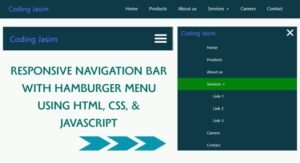Responsive Navigation bar with Hamburger menu by using HTML, CSS ...