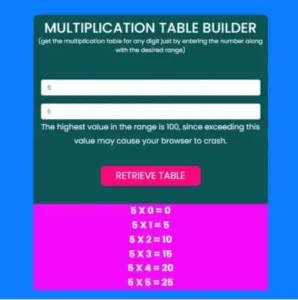 Multiplication Table Builder