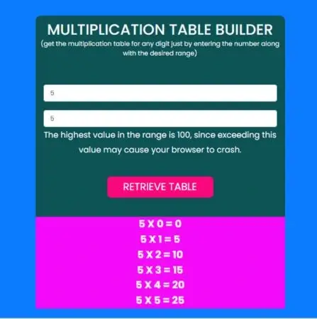 Multiplication Table Builder