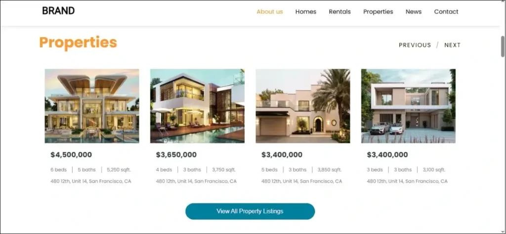 Responsive Real Estate landing page with HTML CSS and JavaScript