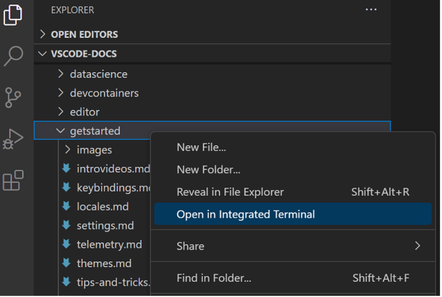 vs code integrated terminal